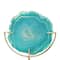 7&#x22; Marbled Turquoise Decorative Agate Slice Accent on Metal Stand